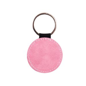 Millantech-Pink Keychain Leather Round Keyring Personalised