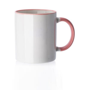 Millantech 11oz Pink Printed White Ceramic Coffee Mug Colorful Handle Cup Cute