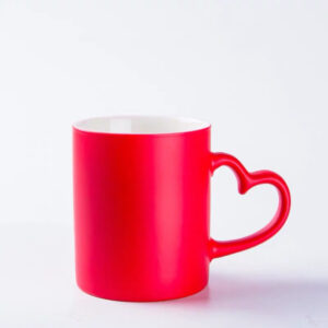 Millantech 11oz Heart Handle Red Ceramic Mugs Blanks