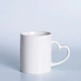 Millantech White Heart Handle Sublimation Mugs