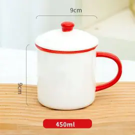 Sublimation Enamel Mugs with Colored Brim With Red Handle