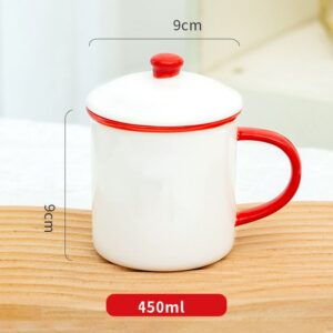 Sublimation Enamel Mugs with Colored Brim With Red Handle