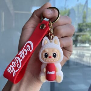 Millantech Coke Labubu Rubber Keychains Labubu Rubber Toy Labubu Vinyl Figure Key Ring