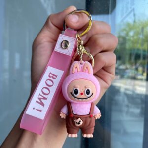 Millantech Wholesale Labubu Pop Mart Monster Mini Labubu Keychains Custom Logo Silicone Keychain Small Labubu Keychain