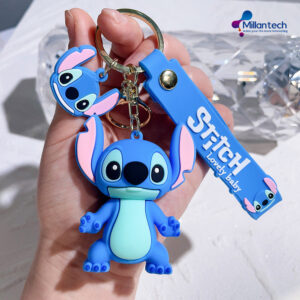 Millantech Custom Logo 10 Designs Stitch Disney 3D Cartoon Silicone Pvc Keychain Cute Keychain For Car Keys