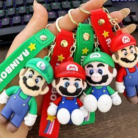 Millantech 10 Designs Mario China Wholesale Sublimation Custom Engraving Logo Business Metal Leather Car Keychain Custom Keychain Pvc Super Mario Keychain