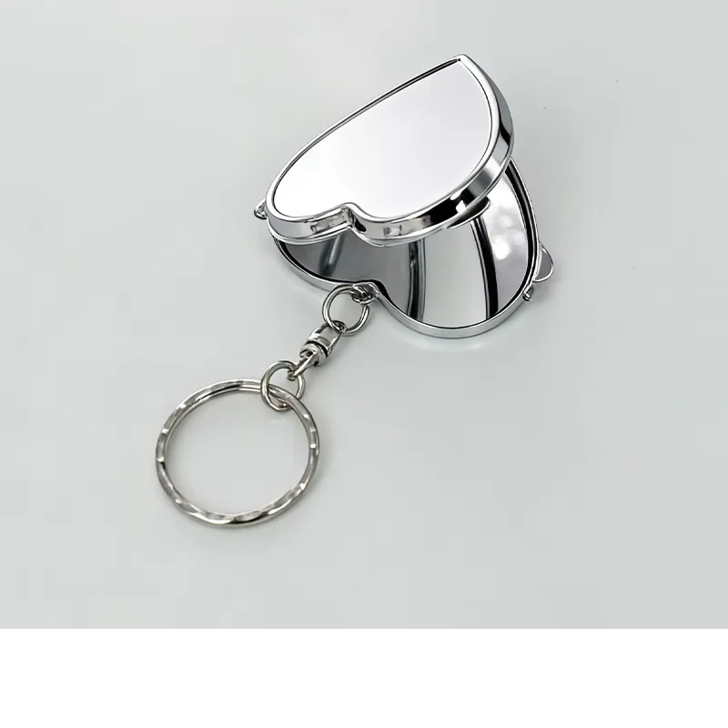 Millantech Metal Compact Keychain Travel Pocket Mirror Portable Folding Keychain Mirror Mini Heart Shape Mirror Keychain - Image 4