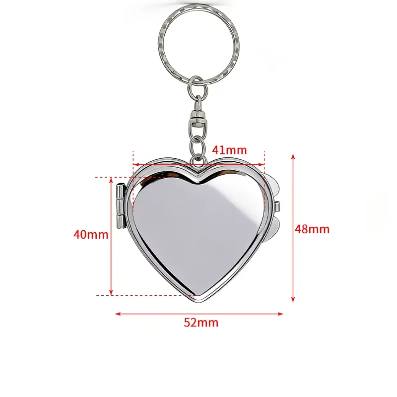 Millantech Metal Compact Keychain Travel Pocket Mirror Portable Folding Keychain Mirror Mini Heart Shape Mirror Keychain - Image 3