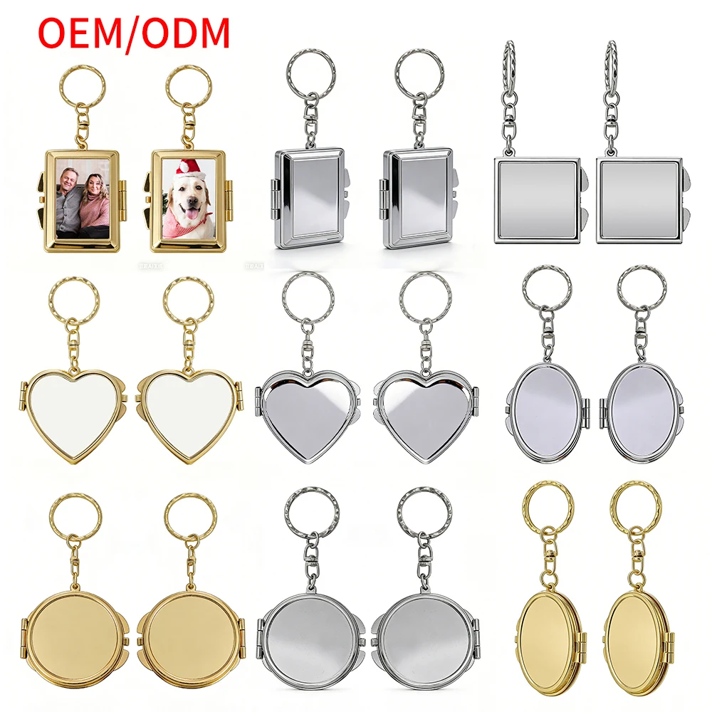 Millantech Fashionable Sublimation Metal Mirror Keychain Sublimation Blank Portable Metal Compact Mirror Photo Frame Keychain - Image 6
