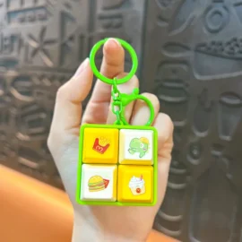 Creative Luminous Sound Four-grid Keyboard ABS Plastic Keychain Fun Stress Relief Student Toy Bag Pendant Gift Wholesale-4*4cm / Green-foodie animal keychain