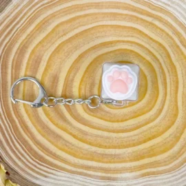 Keyboard Keychain Fidget Toy Cat’s Paw Keycap Clicker Fidget Key Chain Decompression Toys Cute Cat’s Paw Stress Relief Gifts-As shown in the figure / Pink 11 Lamp-less Snake Chain