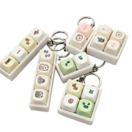 Promotional Durable Customized Thermal Transfer Printing Stress Relief Keycap Keychain for Gifts Brand Keyboard Keychain