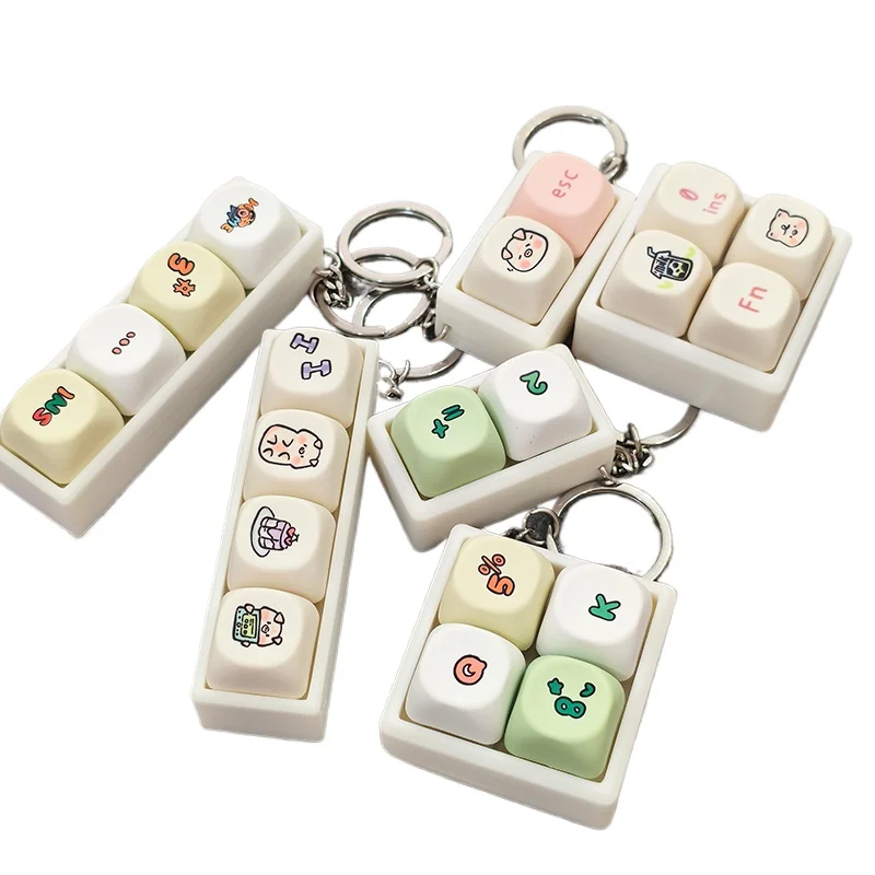 Promotional Durable Customized Thermal Transfer Printing Stress Relief Keycap Keychain for Gifts Brand Keyboard Keychain