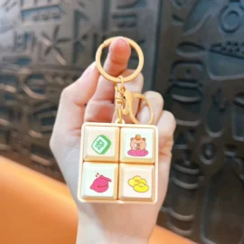 Creative Luminous Sound Four-grid Keyboard ABS Plastic Keychain Fun Stress Relief Student Toy Bag Pendant Gift Wholesale-4*4cm / Brown-foodie animal keychain