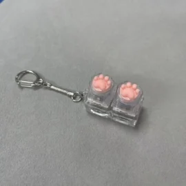 Cute Silicone cat Claws Led Keycaps Keychain Fidget Keychain Relieves Stress Candy Color Click Keycap Keyring for Stress Relief-Two-key transparent cat claw-transparent shell / No light