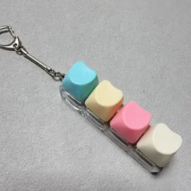 Millanteth 4 Keys Fidget Toy Led Light Keyboard Custom Acrylic Mechanical Loving Heart Tactile Keycap Switch Tester Keychain-5 / With light