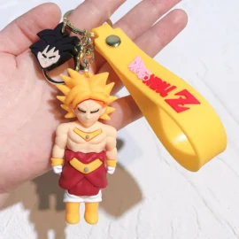 Factory Stock 3D Cartoon Anime Movies Characters Soft PVC Rubber Car Keychain Accessories Doll Bag Pendant Keyring-Blonde Goku :8.9*4CM / 12