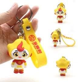 Wholesale Customised Designer Cartoon Logo 3D/2D Animal Keychain Accessories Soft Rubber PVC Keychains Promotional Gift-Customized / Orange+Yellow+White