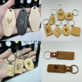 Custom Printing Key Chain Promotion Gifts Laser logo Epoxy logo Metal Custom Sublimation Blank Keychain-custom / Wood Keychain