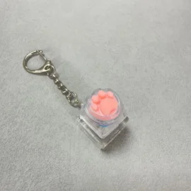 Cute Silicone cat Claws Led Keycaps Keychain Fidget Keychain Relieves Stress Candy Color Click Keycap Keyring for Stress Relief-Single key transparent cat claw-transparent shell / No light