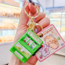Customized New Design Fruit Machine Keychains Console Key Chain Keyring Accessories Small Mini Cute Cartoon Lottery Keychain-5cm*3.5CM / 5-No card