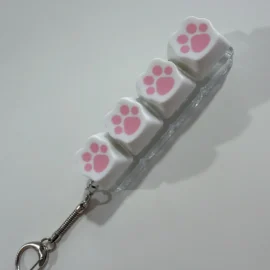 Millantech  4 in 1 Printing Cat Claw PC Decompression Button Small Toy Mechanical Switch Keychain-DIY / White