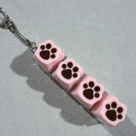 Millantech  4 in 1 Printing Cat Claw PC Decompression Button Small Toy Mechanical Switch Keychain-DIY / Light Pink