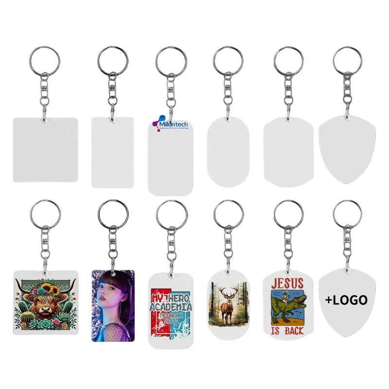 Millantech Cheap Double Sided White Printable Thermal Transfer Zinc Alloy Vintage Fashion Keychain Blanks - Image 5