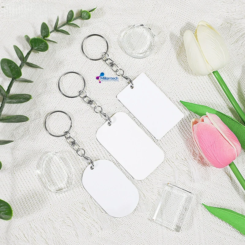 Millantech Cheap Double Sided White Printable Thermal Transfer Zinc Alloy Vintage Fashion Keychain Blanks - Image 3