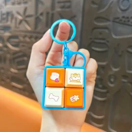 Creative Luminous Sound Four-grid Keyboard ABS Plastic Keychain Fun Stress Relief Student Toy Bag Pendant Gift Wholesale-4*4cm / Blue-foodie animal keychain
