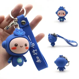 Wholesale Customised Designer Cartoon Logo 3D/2D Animal Keychain Accessories Soft Rubber PVC Keychains Promotional Gift-Customized / Blue