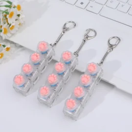 Millan 2026 Keyboard Fidget Toys Crystal Keycap Keychain Stress Relief Fingertip Gadget Decompression Toys Clicker Fidget Toy-Peach color / No LED