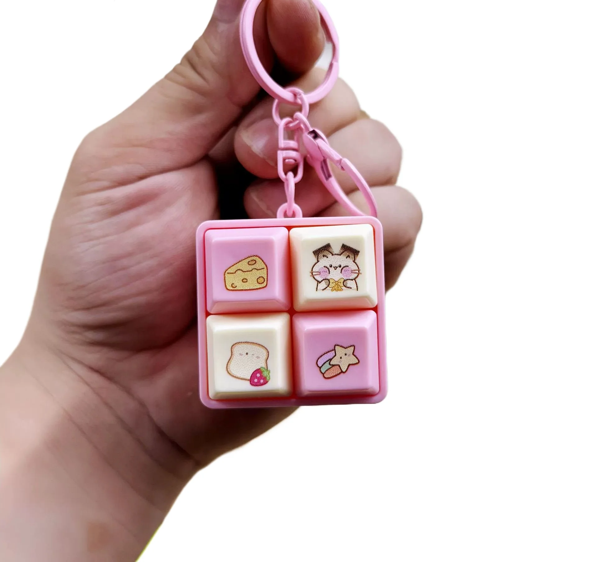 Creative Light-up and Sound-emitting Four-grid Keyboard Keychain,Fun Stress-relieving Student Toy,Bag Pendant