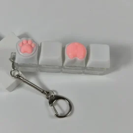 Keyboard Keychain Fidget Toy Cat’s Paw Keycap Clicker Fidget Key Chain Decompression Toys Cute Cat’s Paw Stress Relief Gifts-As shown in the figure / Pink 10