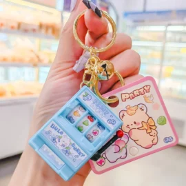 Customized New Design Fruit Machine Keychains Console Key Chain Keyring Accessories Small Mini Cute Cartoon Lottery Keychain-5cm*3.5CM / 4-No card