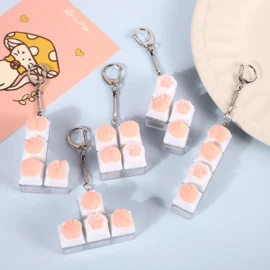 Cute Cat Pawl Keychain Stainless Steel Roshambo Game Keypads Fidget Muri Clicker Knocker Key Bag Pendant for Stress Relief-Random One / 3.5cm*5cm