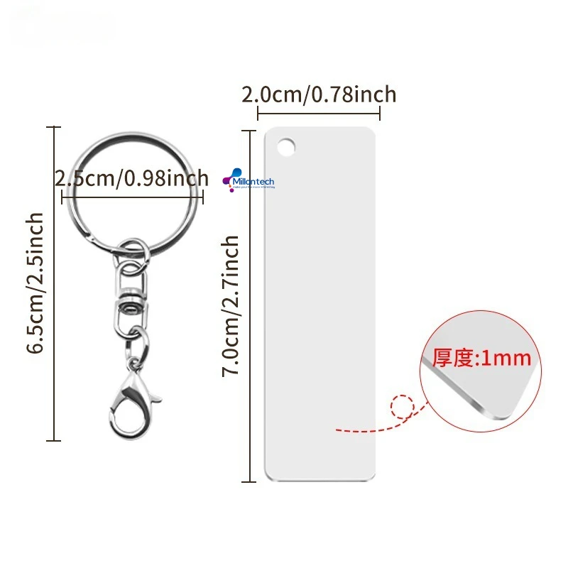Millantech Cheap Double Sided White Printable Thermal Transfer Zinc Alloy Vintage Fashion Keychain Blanks - Image 6