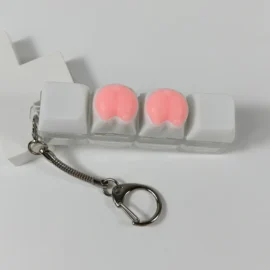 Keyboard Keychain Fidget Toy Cat’s Paw Keycap Clicker Fidget Key Chain Decompression Toys Cute Cat’s Paw Stress Relief Gifts-As shown in the figure / Pink  5