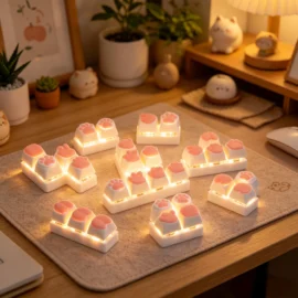 Silicone Stress Relief Keychain Acrylic Cat Paw Butt Keyboard Switch Tester Squishy Rock-Paper-Scissors Fidget Toy Plastic