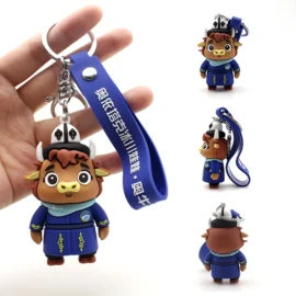 Wholesale Customised Designer Cartoon Logo 3D/2D Animal Keychain Accessories Soft Rubber PVC Keychains Promotional Gift-Customized / Navy