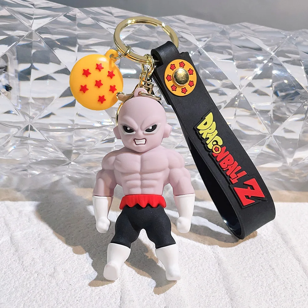 Factory Stock 3D Cartoon Anime Movies Characters Soft PVC Rubber Car Keychain Accessories Doll Bag Pendant Keyring-Blonde Goku :8.9*4CM / 05