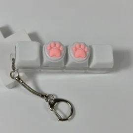 Keyboard Keychain Fidget Toy Cat’s Paw Keycap Clicker Fidget Key Chain Decompression Toys Cute Cat’s Paw Stress Relief Gifts-As shown in the figure / Pink  6