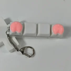 Keyboard Keychain Fidget Toy Cat’s Paw Keycap Clicker Fidget Key Chain Decompression Toys Cute Cat’s Paw Stress Relief Gifts-As shown in the figure / Pink  8