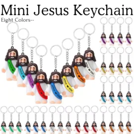 Mini Eco-Friendly PVC Easter Ornaments Keychain Jesus Loves You Little Jesus Figures Bulk Toys Keychains