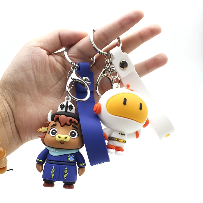 Wholesale Customised Designer Cartoon Logo 3D/2D Animal Keychain Accessories Soft Rubber PVC Keychains Promotional Gift - Image 4