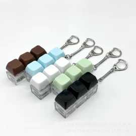 4-Keys Mechanical Keyboard Clicker Anime Cartoon Custom Acrylic LED Light Keychain Fidget Toy for Stress Relief Waterproof