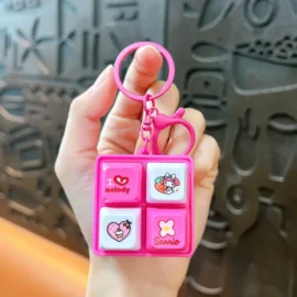 Creative Luminous Sound Four-grid Keyboard ABS Plastic Keychain Fun Stress Relief Student Toy Bag Pendant Gift Wholesale-4*4cm / Pink-light-up sound-enabled 4-key keyboard pendant
