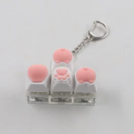 Silicone Stress Relief Keychain Acrylic Cat Paw Butt Keyboard Switch Tester Squishy Rock-Paper-Scissors Fidget Toy Plastic-other / Wooden fish cat claw pp combination