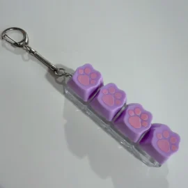 Millantech  4 in 1 Printing Cat Claw PC Decompression Button Small Toy Mechanical Switch Keychain-DIY / Purple