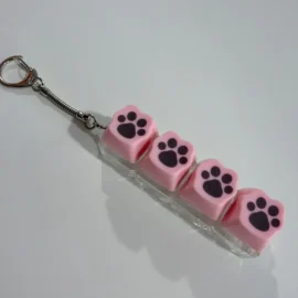 Millantech  4 in 1 Printing Cat Claw PC Decompression Button Small Toy Mechanical Switch Keychain-DIY / Pink